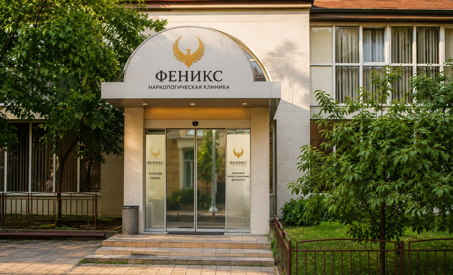 Вход в наркологическую клинику «Феникс» в Бирюче